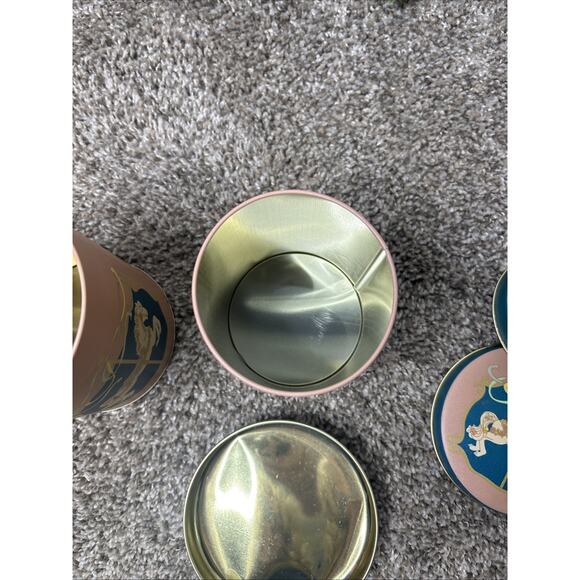 Vintage Set 3 Nesting Tin Canisters Horses Carousel 1990s Storage Containers - Picture 7 of 13